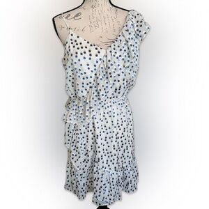 Lilly Pulitzer Blue and White Ruffled One Shoulder Dress